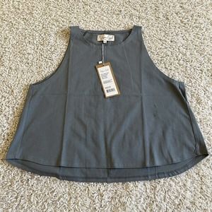 NIYAMA SOL SWING TANK TOP WOMEN'S MEDIUM YOGA CROP TOP GRAY CEMENT